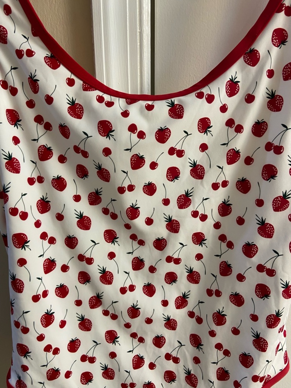 Victoria's Secret pink white One-Piece with Red Cherry strawberry Print XL NWT - Picture 3 of 5